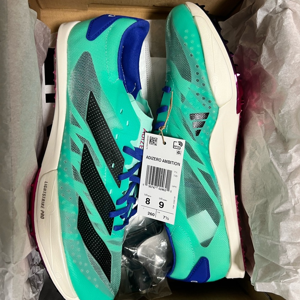 adidas Adizero Ambition Track Spikes, Women’s size 9/Men’s size 8 - Picture 2 of 5
